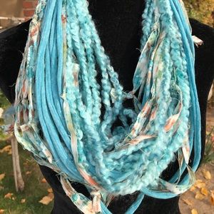 Multi textured strands infinity scarf handmade